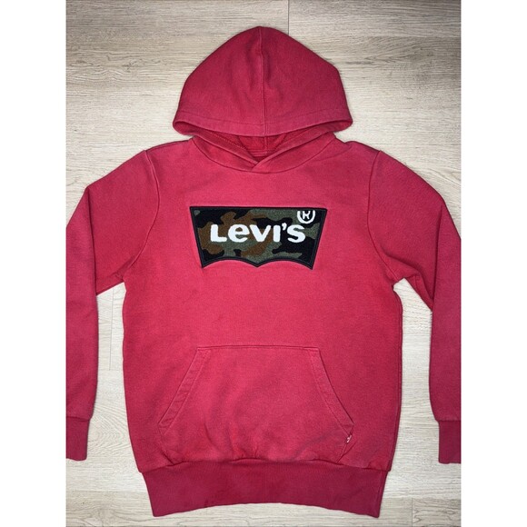 Levi's Kids Youth Medium 10/12 Pullover Hoodie Red Logo Sweatshirt Camouflage - Picture 3 of 8